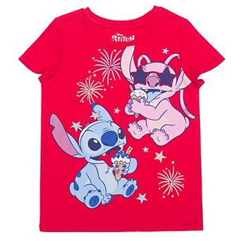 Girls 4-12 Jumping Beans® Disney's Stitch & Angel Americana Short Sleeve Graphic Tee