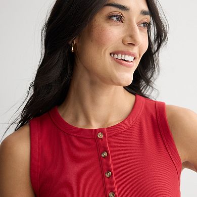 Women's Sonoma Goods For Life® Henley Crewneck Tank Top