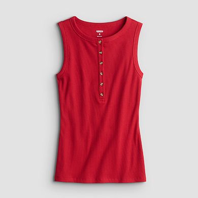 Women's Sonoma Goods For Life® Henley Crewneck Tank Top