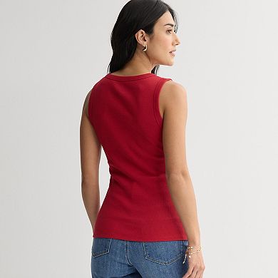 Women's Sonoma Goods For Life® Henley Crewneck Tank Top