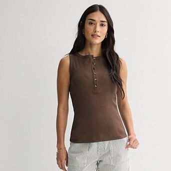 Women's Sonoma Goods For Life® Henley Crewneck Tank Top