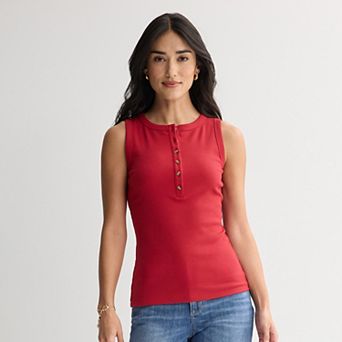 Women's Sonoma Goods For Life® Henley Crewneck Tank Top