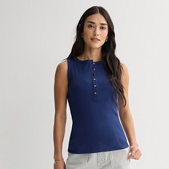 Women's Sonoma Goods For Life® Henley Crewneck Tank Top
