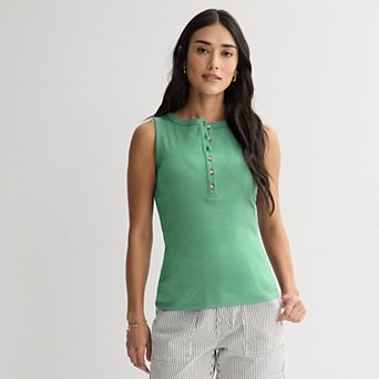 Women's Sonoma Goods For Life® Henley Crewneck Tank Top