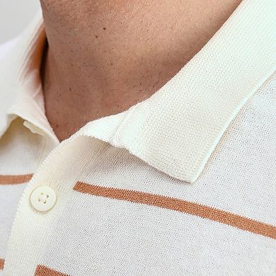 Men's Haggar® Short Sleeve Retro Stripe Knit Polo Sweater