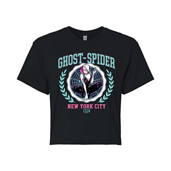 Juniors' Marvel Ghost-Spider NYC Cropped Tee