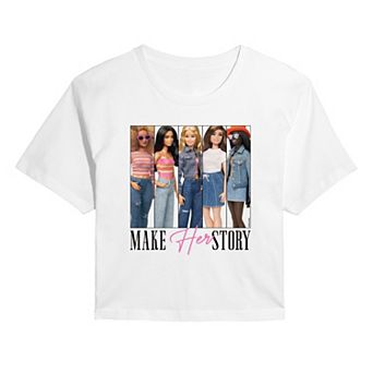Juniors' Barbie Make Herstory Cropped Tee