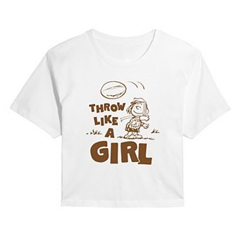 Juniors' Peanuts Peppermint Patty Cropped Tee