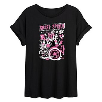 Juniors' Ghost Spider New York City Oversized Tee