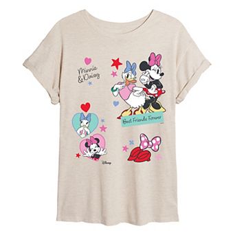 Juniors' Disney's Minnie & Daisy Best Friends Forever Oversized Tee
