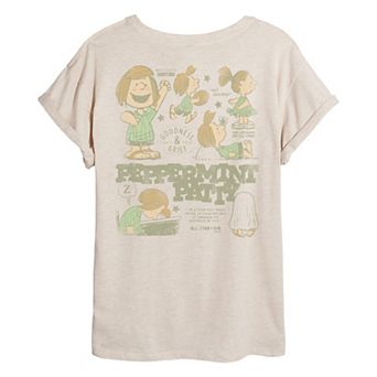 Juniors' Peanuts Peppermint Patty Distressed Oversized Tee