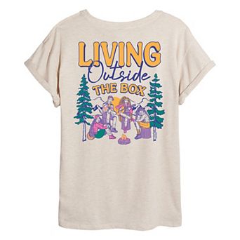Juniors' Barbie Living Outside The Box Oversized Tee