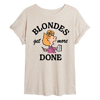 Juniors' Peanuts Sally Blondes Get More Done Oversized Tee