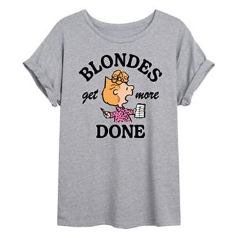 Juniors' Peanuts Sally Blondes Get More Done Oversized Tee