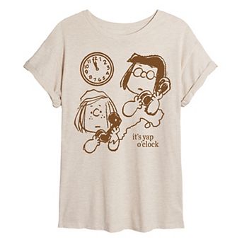 Juniors' Peanuts It's Yap O'Clock Oversized Tee