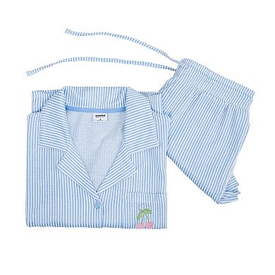 Plus Size Sonoma Goods For Life® Seersucker Short Sleeve Notch Collar Pajama Set