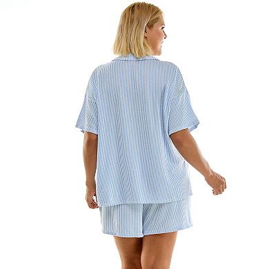 Plus Size Sonoma Goods For Life® Seersucker Short Sleeve Notch Collar Pajama Set