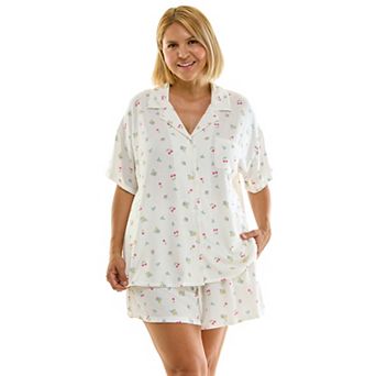 Plus Size Sonoma Goods For Life® Seersucker Short Sleeve Notch Collar Pajama Set