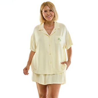 Plus Size Sonoma Goods For Life® Seersucker Short Sleeve Notch Collar Pajama Set