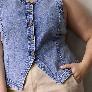 Plus Size LC Lauren Conrad Crew Neck Longline Vest