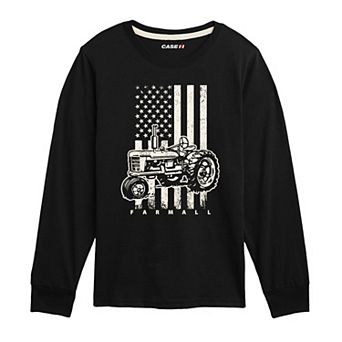 Boys 8-20 Case IH Farmall Tractor American Flag Long Sleeve Graphic Tee