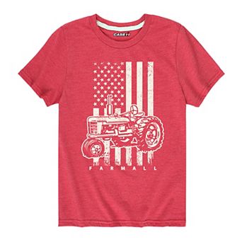 Boys 8-20 Case IH Farmall Tractor American Flag Graphic Tee