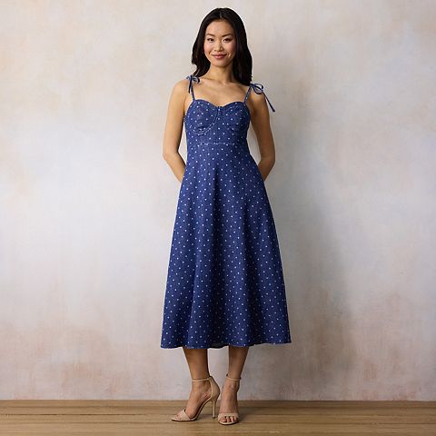 Женские платья LC Lauren Conrad Women's LC Lauren Conrad Sweetheart Neck Midi Dress
