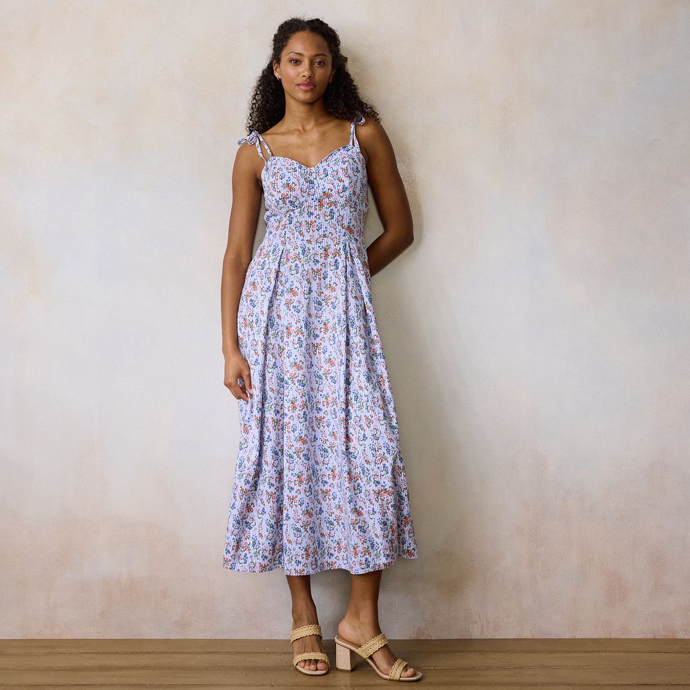 lauren conrad midi dress Soft pleats and timeless charm  Meet the #LCLaurenConrad Square-Neck  Pleated Bodice Midi Dress. Exclusively @Kohls