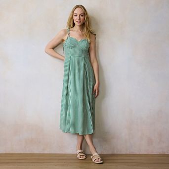 Petite LC Lauren Conrad Smocked Fit & Flare Midi Dress
