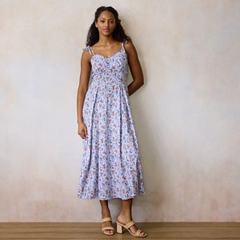 Petite LC Lauren Conrad Smocked Fit & Flare Midi Dress