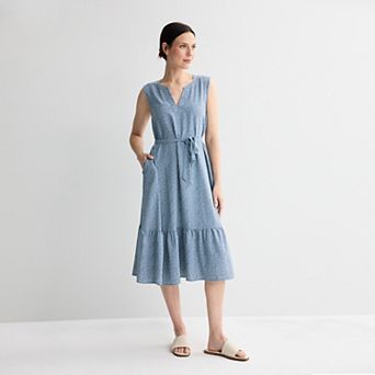 Women's Croft & Barrow® Y-Neck Tie Waist Dress