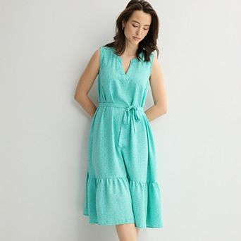 Women's Croft & Barrow® Y-Neck Tie Waist Dress