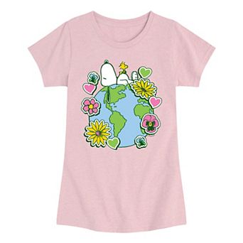 Girls 7-16 Peanuts Snoopy & Woodstock Floral & Hearts Graphic Tee