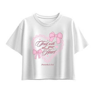 Girls Trust With All Your Heart Bows Boxy Graphic Tee