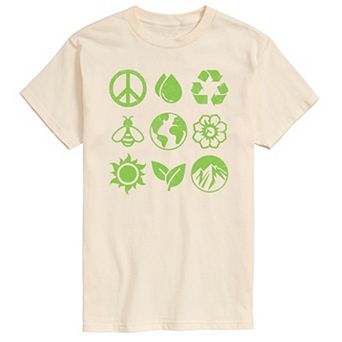 Men's Earth Day Icons Grid Graphic Tee