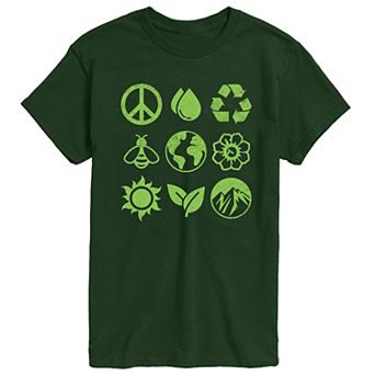 Men's Earth Day Icons Grid Graphic Tee