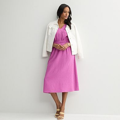 Women's Croft & Barrow® Smocked Waist Midi Dress