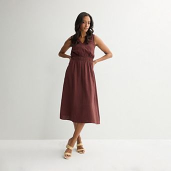 Women's Croft & Barrow® Smocked Waist Midi Dress