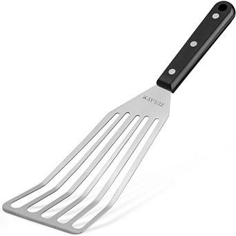 Zulay Kitchen Stainless Steel Fish Turner Spatula - 12.4” Flexible Heat-Resistant Slotted Turner