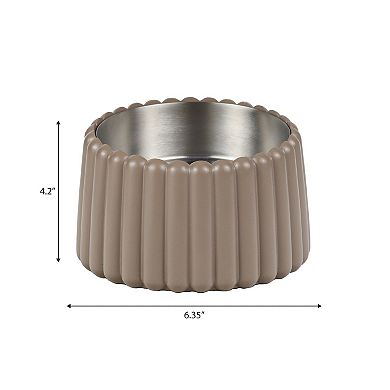 Ripple Ridge Small/Medium Slanted Concrete and Stainless Steel Bowl 16oz (2 Cups) Pet Feeder