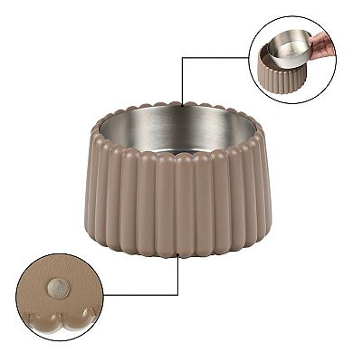 Ripple Ridge Small/Medium Slanted Concrete and Stainless Steel Bowl 16oz (2 Cups) Pet Feeder