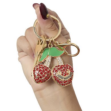 Juicy Couture Cherry Crystal & Enamel Keychain In Gold Tone