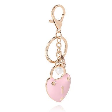 Juicy Couture Pink Padlock Heart Keychains for Women, Pink Key Chain with Logo Charm