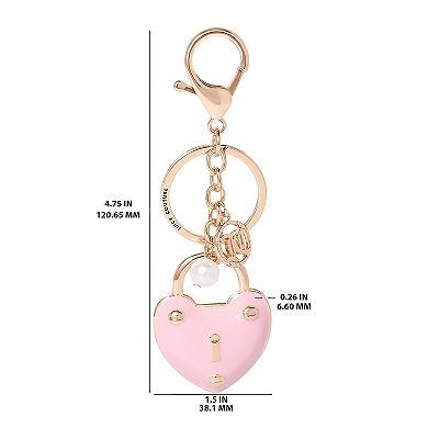 Juicy Couture Pink Padlock Heart Keychains for Women, Pink Key Chain with Logo Charm