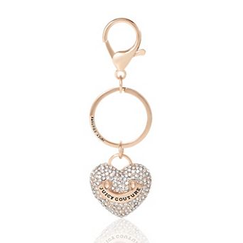 Juicy Couture Heart Keychains with Clear Pave Crystals, Bling Keychains for Women