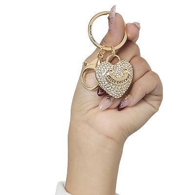 Juicy Couture Heart Keychains with Clear Pave Crystals, Bling