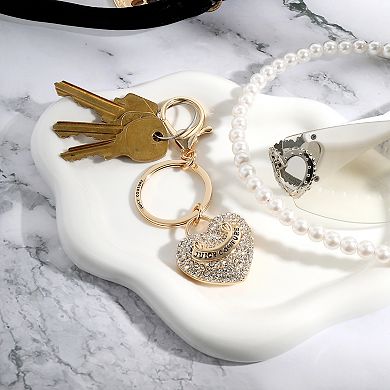 Juicy Couture Heart Keychains with Clear Pave Crystals, Bling Keychains for Women