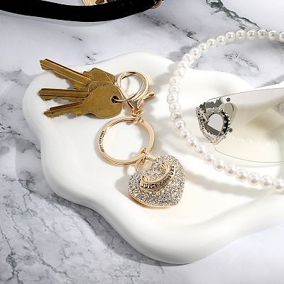 Juicy Couture Heart Keychains with Clear Pave Crystals, Bling