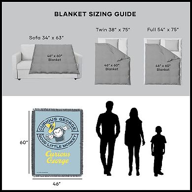 Universal Curious George Good Little Monkey Tapestry Throw Blanket 48x60 inches