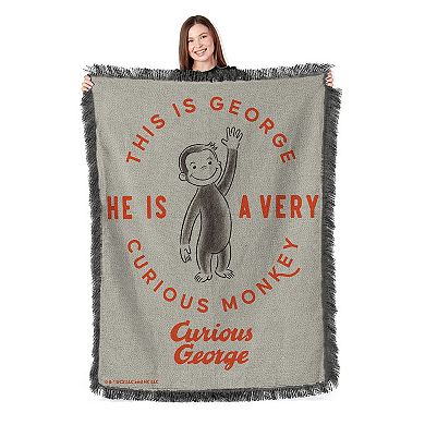 Universal Curious George Very Curious Monkey Tapestry Throw Blanket 48x60 inches